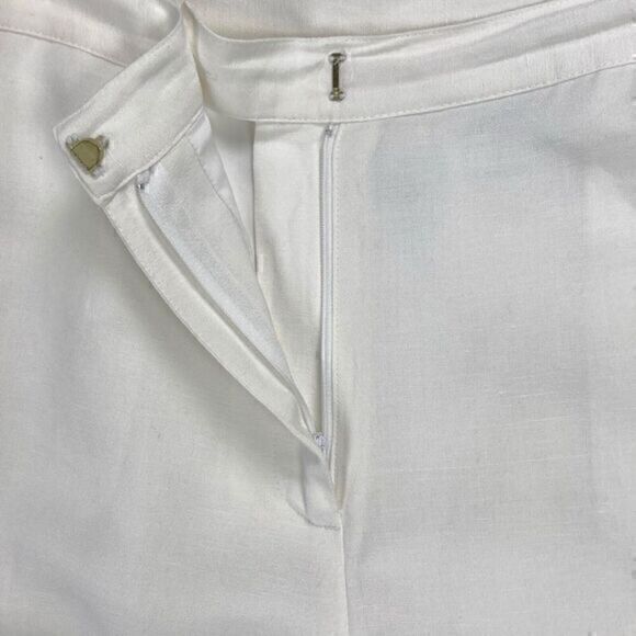Ruby Rd. Linen Capri Pants Womens 16 White Elastic Waistband Pockets Beaded Hems - Picture 8 of 16
